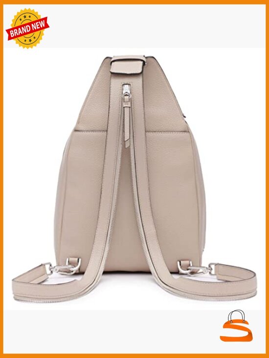 Convertible Sling Backpack, Vegan Leather, 3 Compartments, Lightweight main image 5